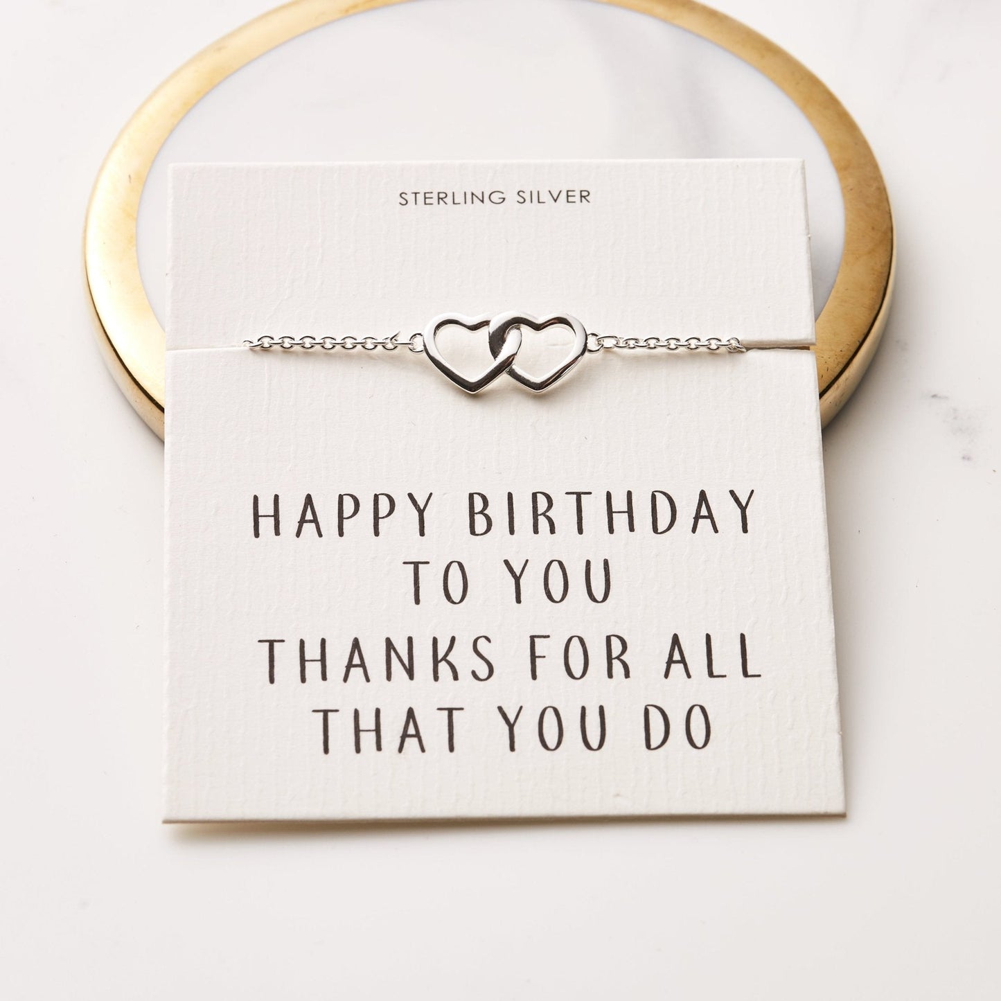 Sterling Silver Birthday Heart Link Bracelet