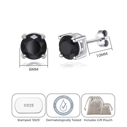 Sterling Silver Black Onyx Gemstone Earrings with Quote Card