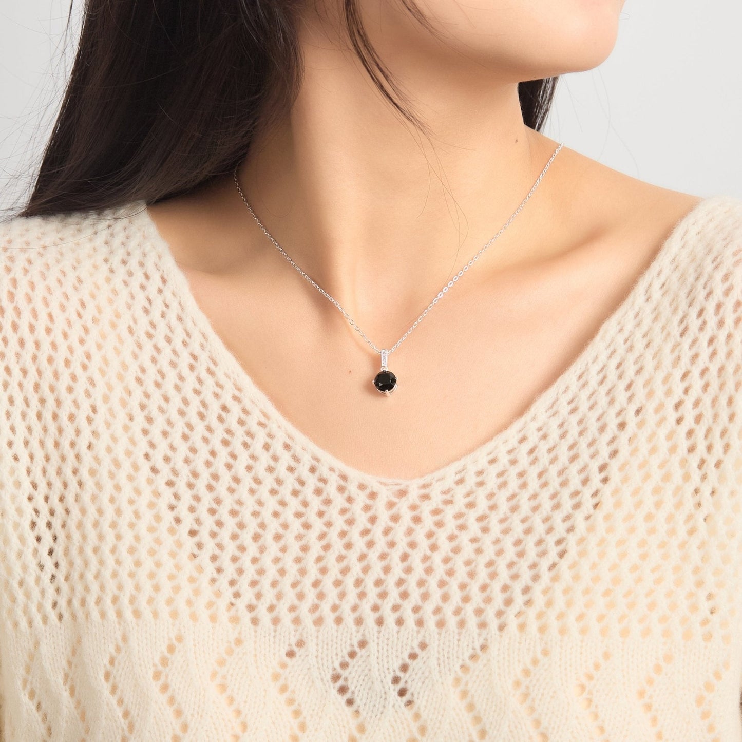 Collier en argent sterling et onyx noir