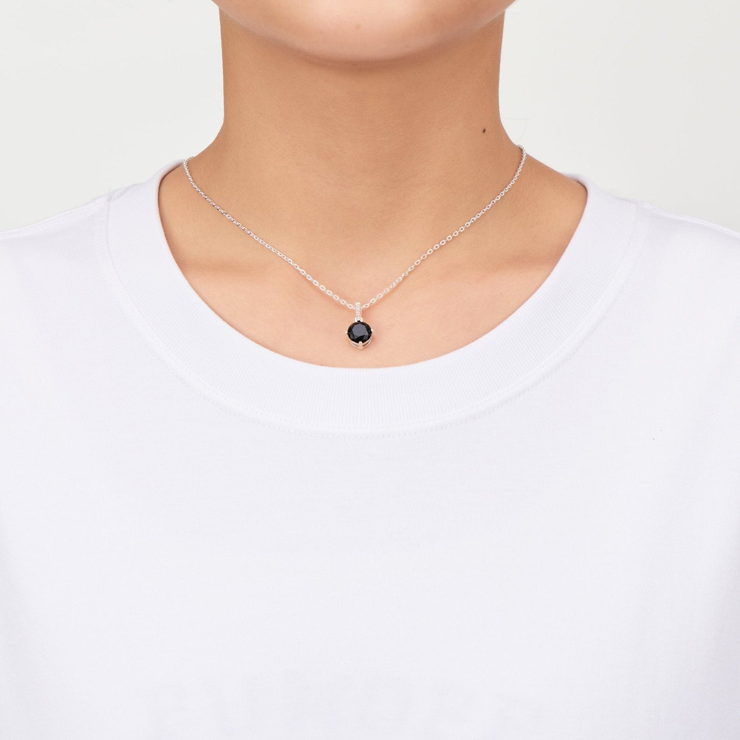 Sterling Silver Black Onyx Gemstone Necklace with Quote Card