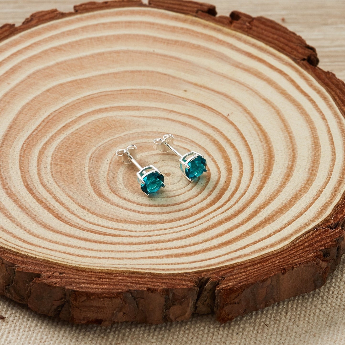 Sterling Silver Blue Earrings Created with Zircondia® Crystals