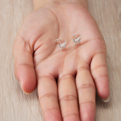 Sterling Silver Butterfly Earrings Created with Zircondia® Crystals