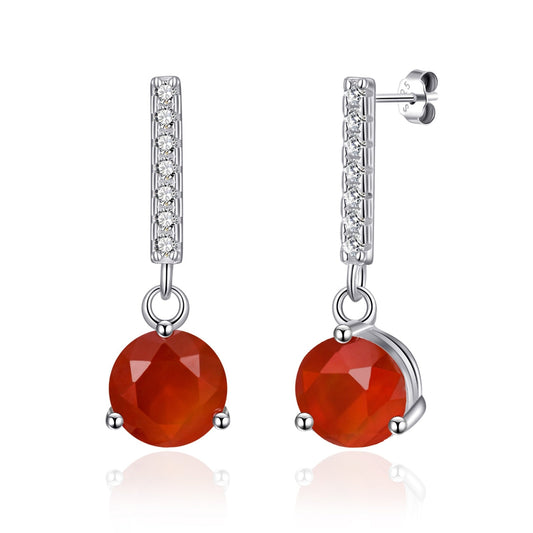 Sterling Silver Carnelian Gemstone Drop Earrings with Quote Card
