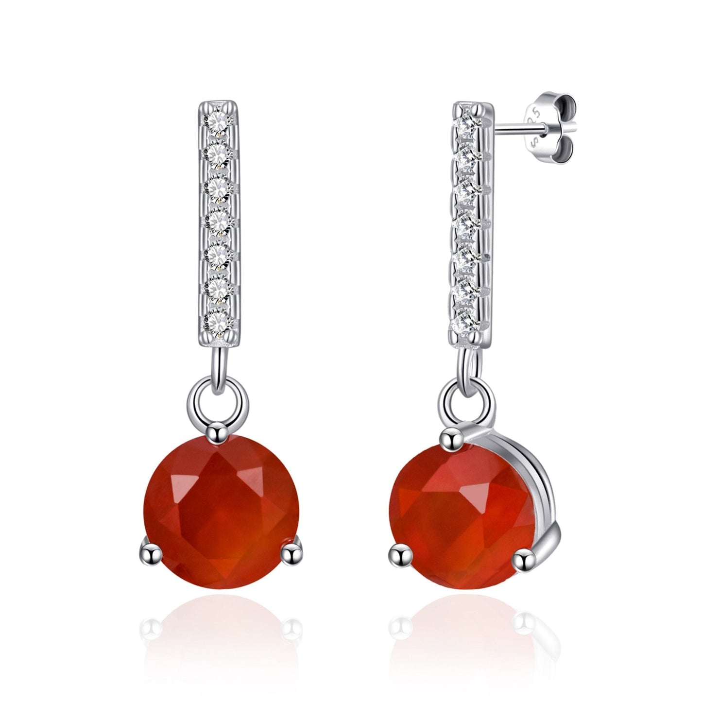 Sterling Silver Carnelian Gemstone Drop Earrings