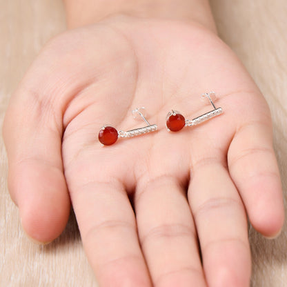 Sterling Silver Carnelian Gemstone Drop Earrings