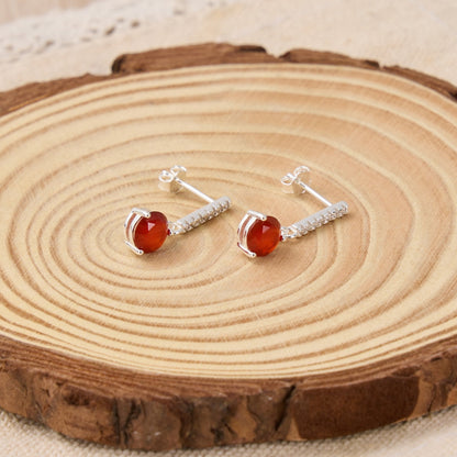 Sterling Silver Carnelian Gemstone Drop Earrings