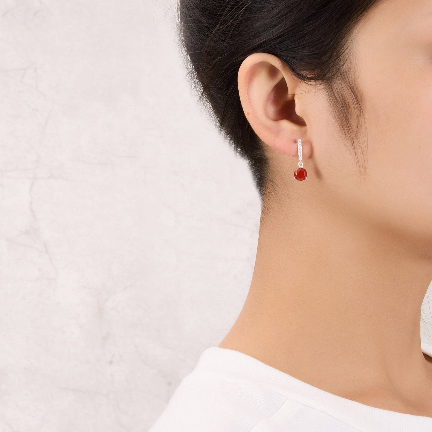 Sterling Silver Carnelian Gemstone Drop Earrings with Quote Card