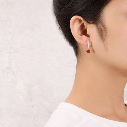 Sterling Silver Carnelian Gemstone Drop Earrings