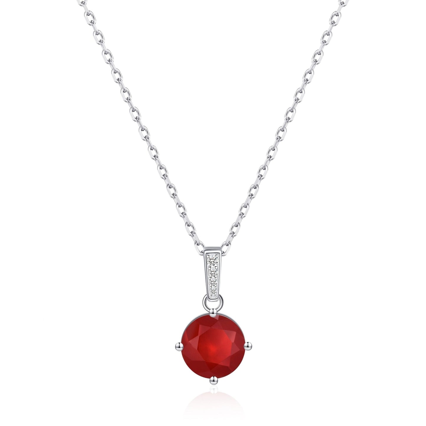 Collier en Argent Sterling avec Pierre Semi-Précieuse Cornaline et Carte Citation