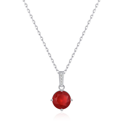Collier en Argent Sterling avec Pierre Semi-Précieuse Cornaline et Carte Citation