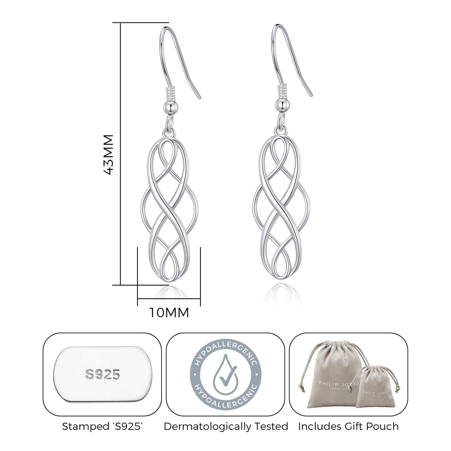 Sterling Silver Celtic Drop Earrings