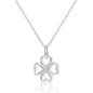 Sterling Silver Clover Necklace Created with Zircondia® Crystals