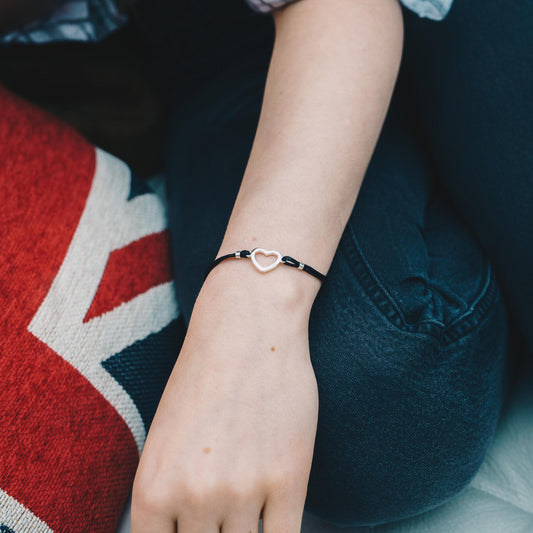 Sterling Silver Corded Heart Bracelet