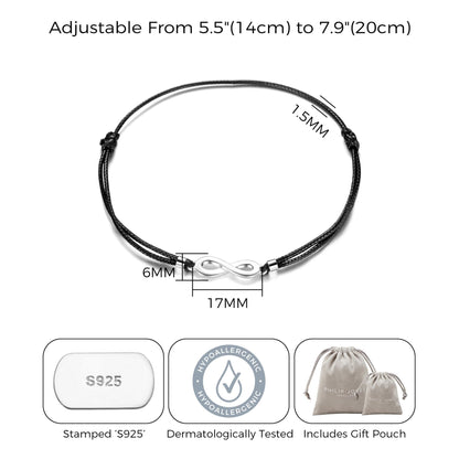 Sterling Silver Corded Infinity Bracelet