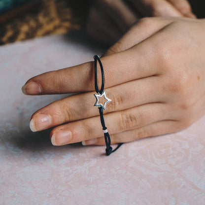 Sterling Silver Corded Star Bracelet