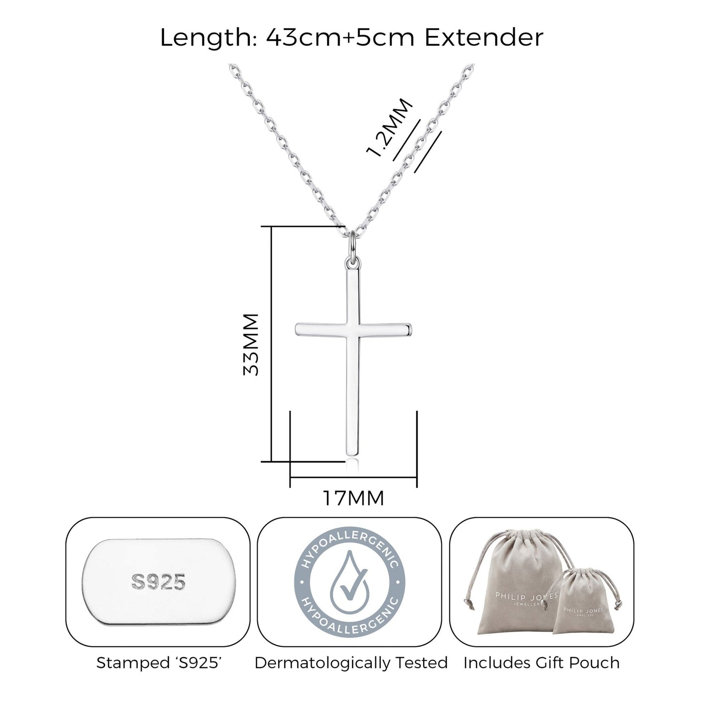 Sterling Silver Cross Pendant Necklace