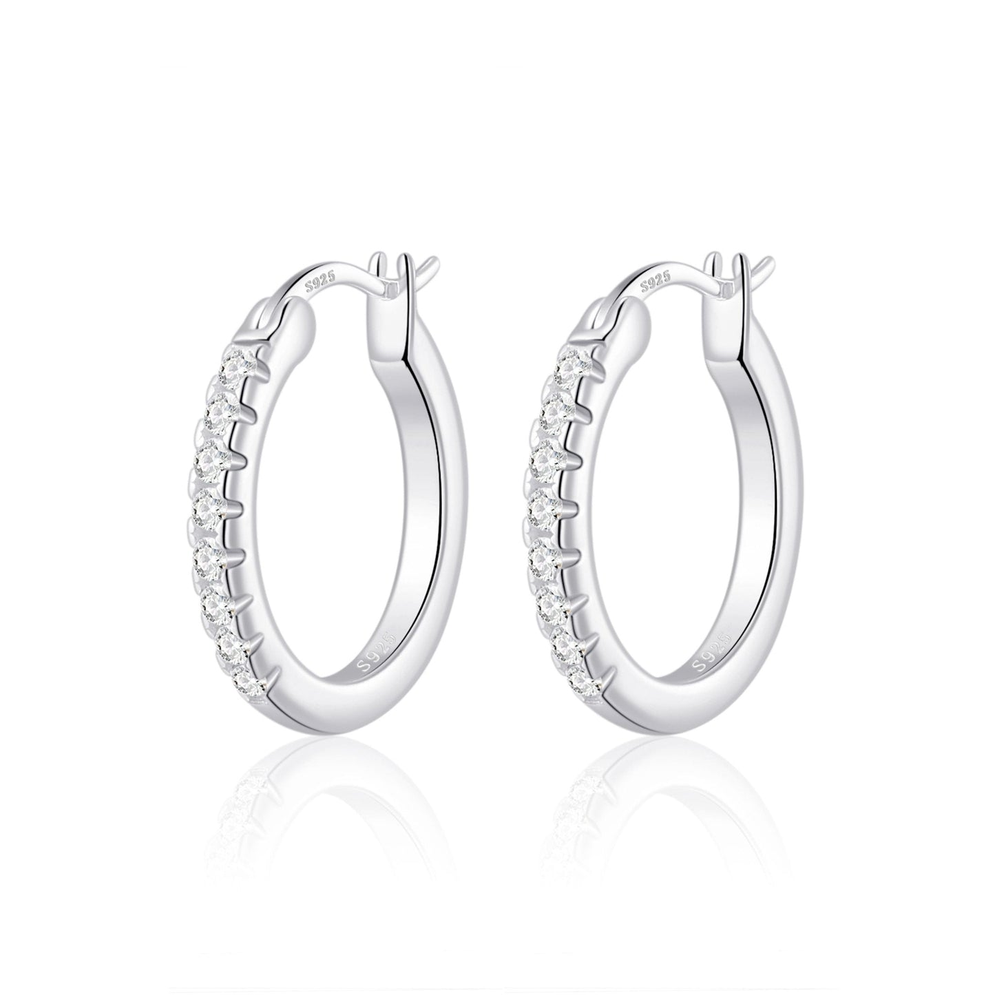 Sterling Silver Crystal Hoop Earrings Created with Zircondia® Crystals