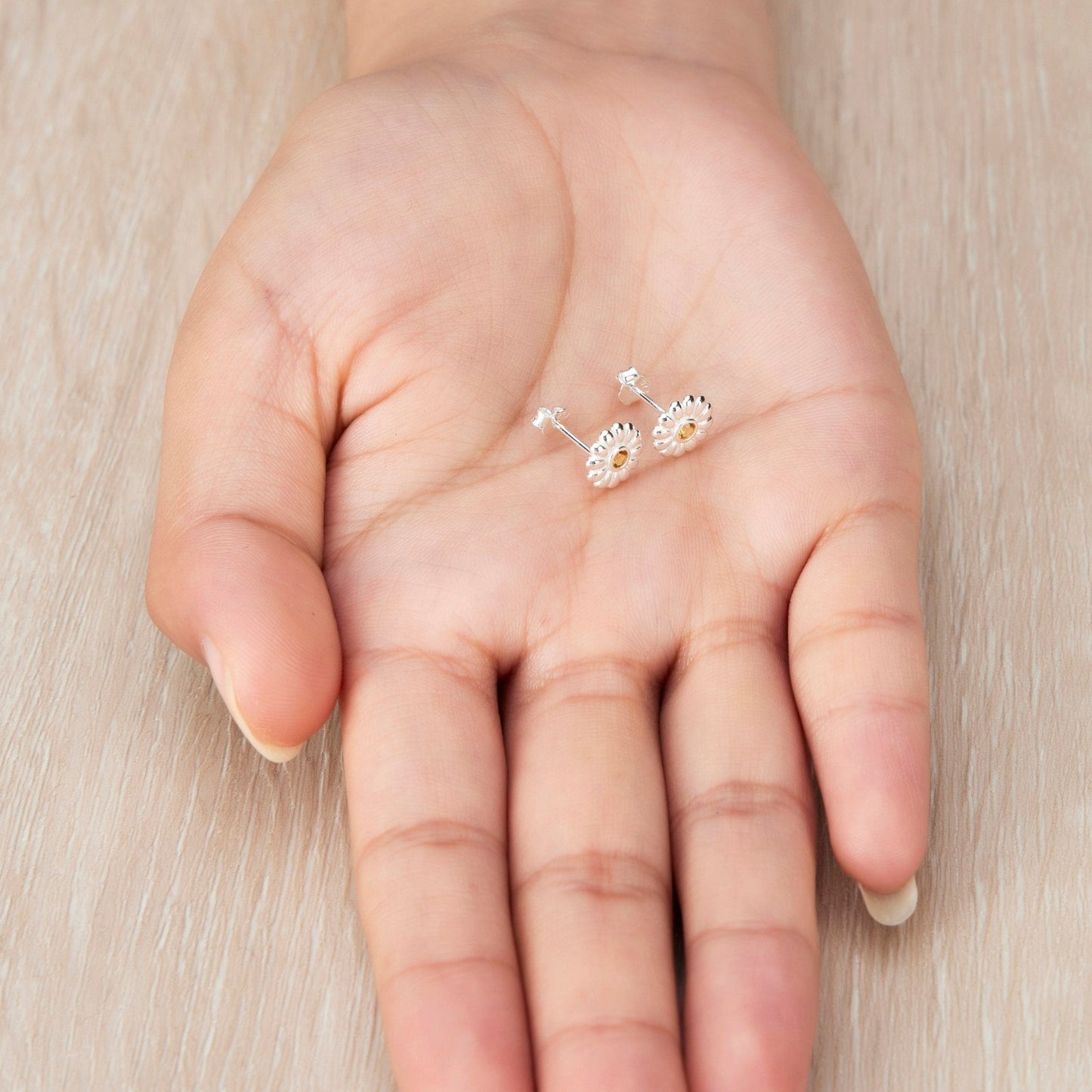 Sterling Silver Daisy Earrings Created with Zircondia® Crystals