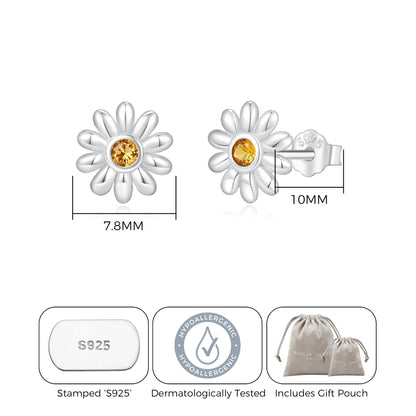 Sterling Silver Daisy Earrings Created with Zircondia® Crystals