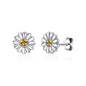 Sterling Silver Daisy Earrings Created with Zircondia® Crystals