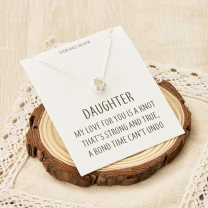 Collier nœud en argent sterling avec citation pour fille