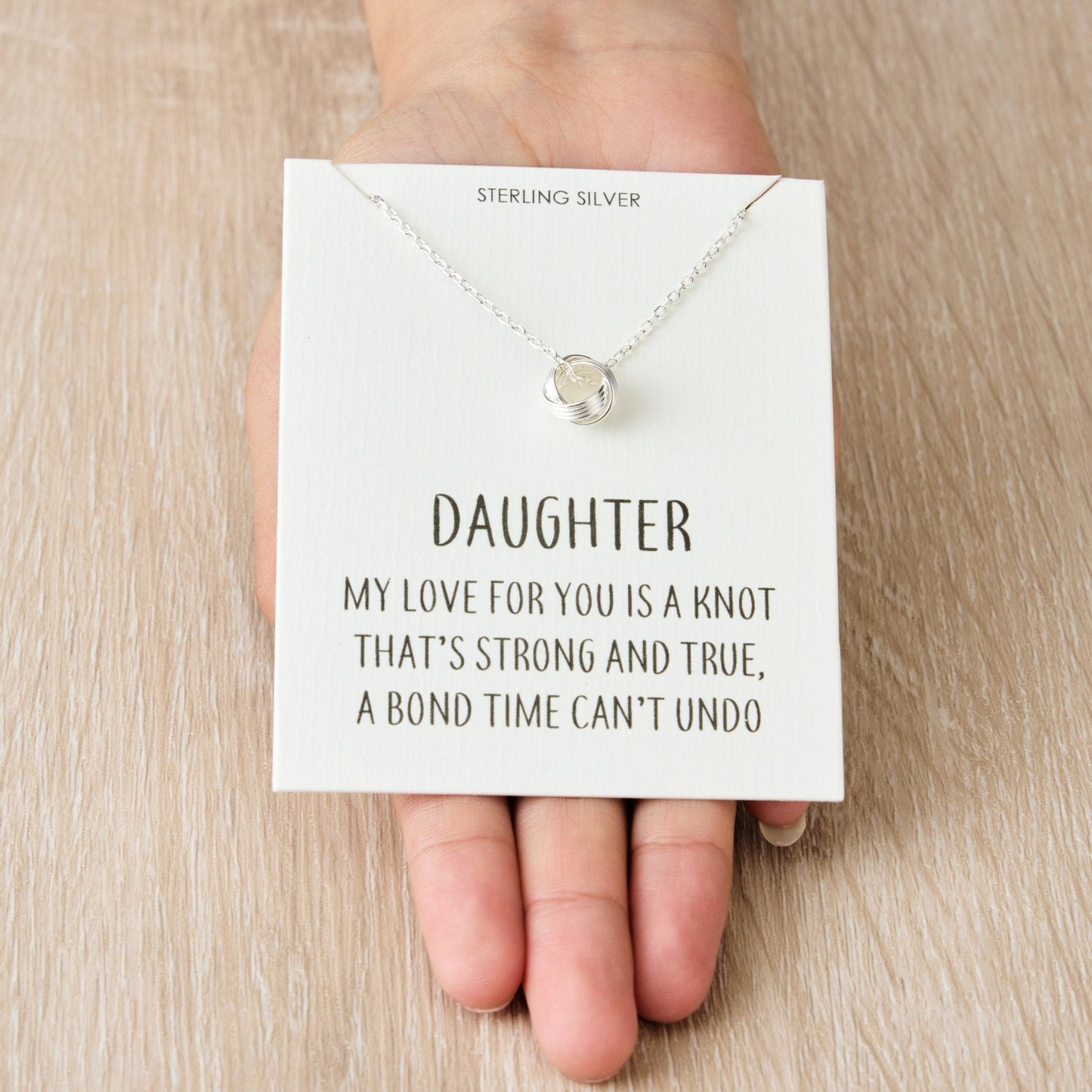 Collier nœud en argent sterling avec citation pour fille