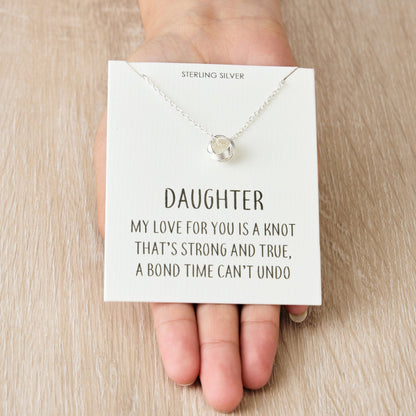 Collier nœud en argent sterling avec citation pour fille