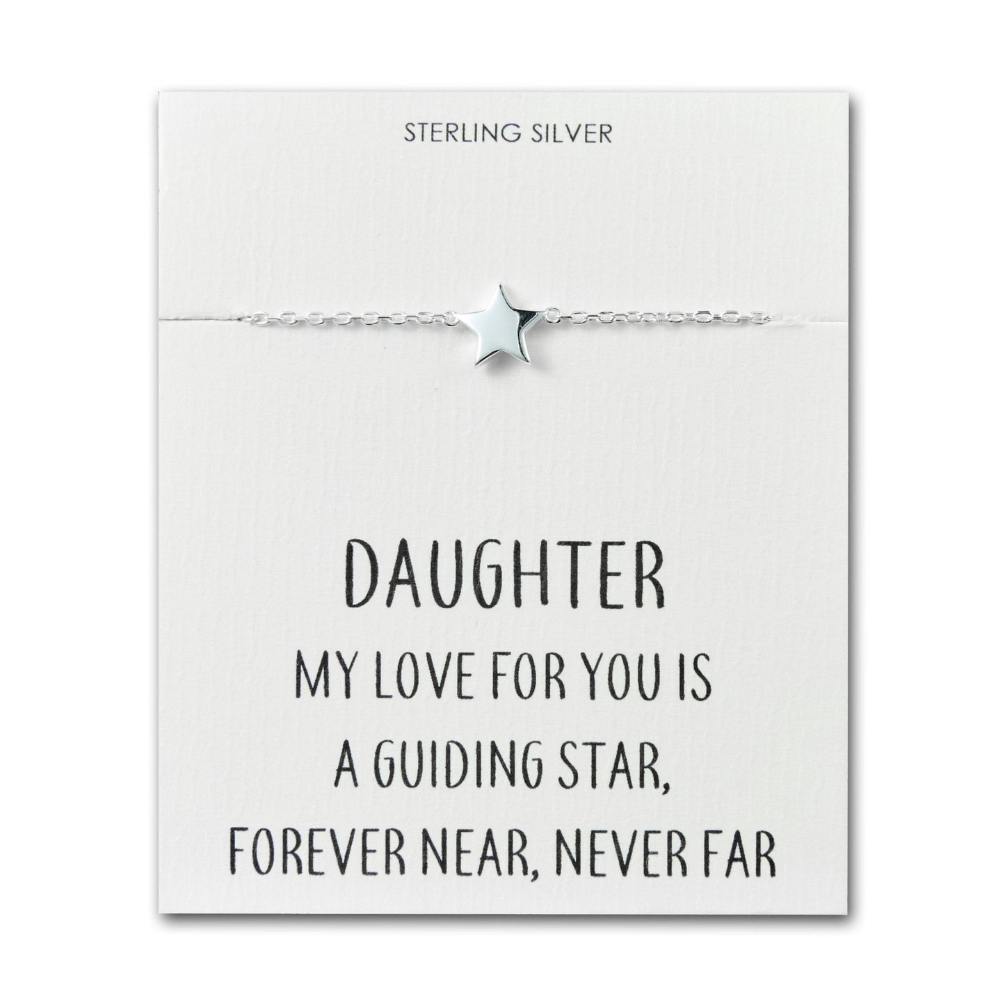 Sterling Silver Daughter Quote Star Bracelet
