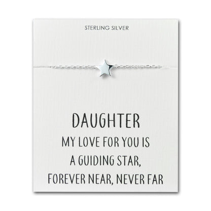 Sterling Silver Daughter Quote Star Bracelet