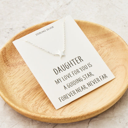 Sterling Silver Daughter Quote Star Necklace