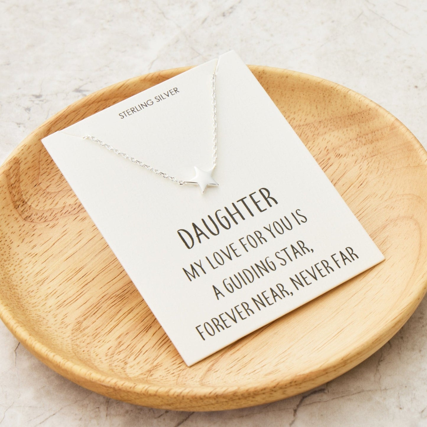Collier Étoile en Argent Sterling avec Citation pour Fille