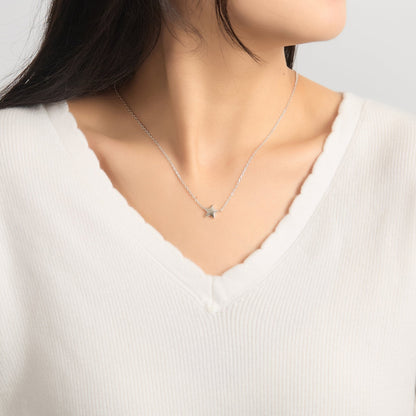 Sterling Silver Friendship Quote Star Necklace