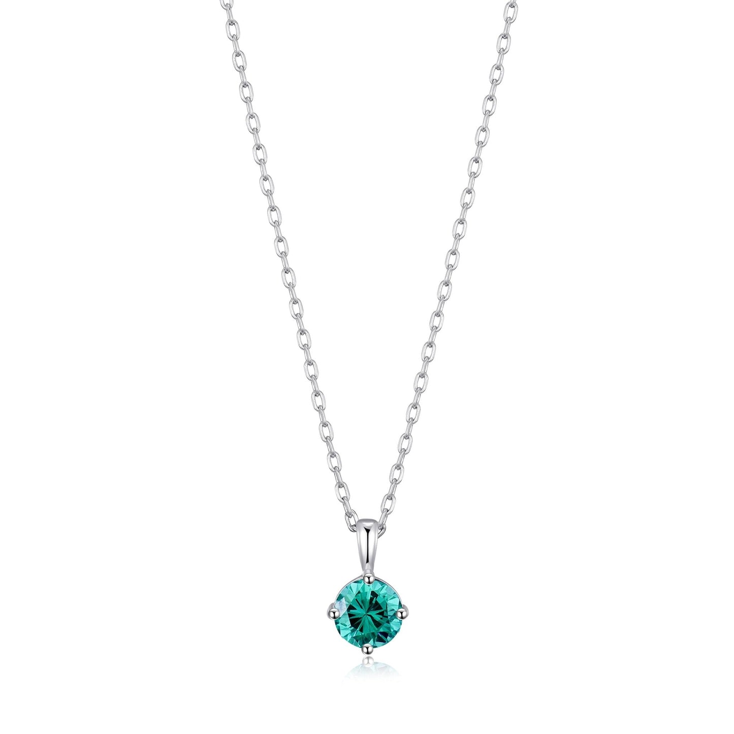 Sterling Silver December (Blue Topaz) Birthstone Necklace Created with Zircondia® Crystals
