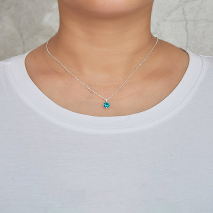 Sterling Silver December (Blue Topaz) Birthstone Necklace Created with Zircondia® Crystals