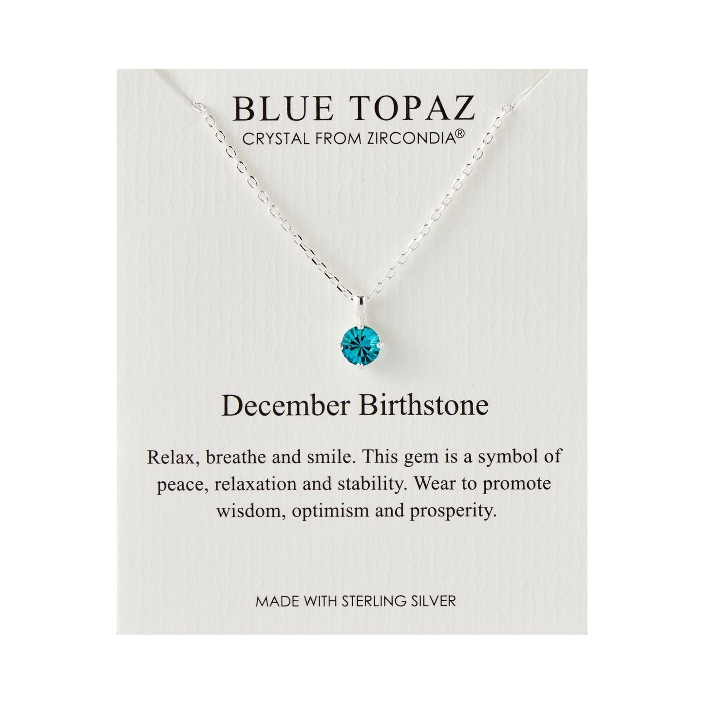Sterling Silver December (Blue Topaz) Birthstone Necklace Created with Zircondia® Crystals