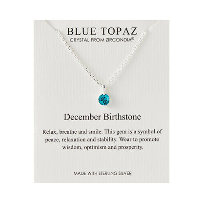 Sterling Silver December (Blue Topaz) Birthstone Necklace Created with Zircondia® Crystals