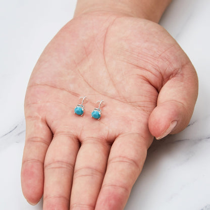 Sterling Silver December (Turquoise) Birthstone Earrings Created with Zircondia® Crystals