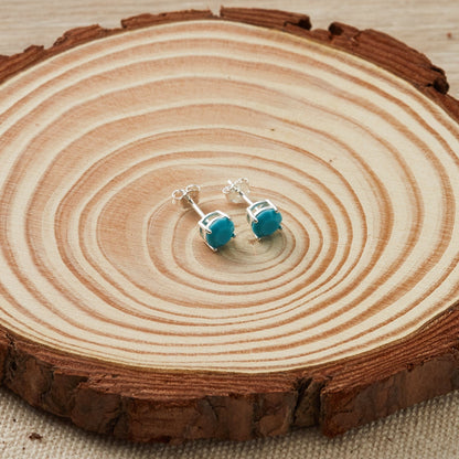 Sterling Silver December (Turquoise) Birthstone Earrings Created with Zircondia® Crystals