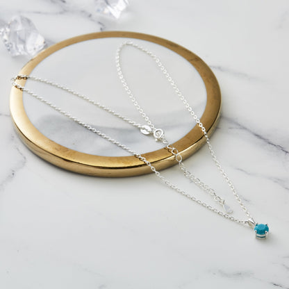 Sterling Silver December (Turquoise) Birthstone Necklace Created with Zircondia® Crystals