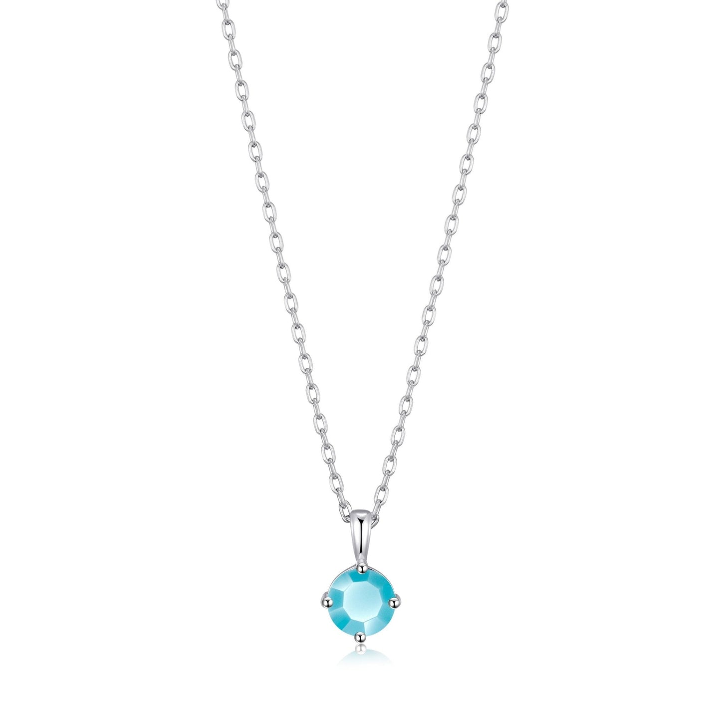 Collier en argent sterling avec pierre de naissance de décembre (turquoise) créé avec des cristaux Zircondia®