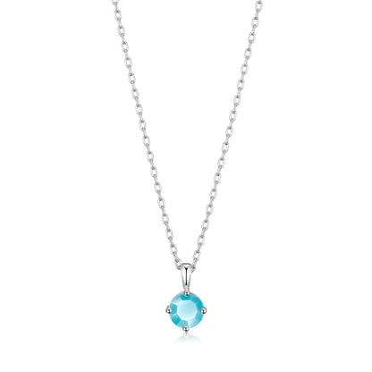 Collier en argent sterling avec pierre de naissance de décembre (turquoise) créé avec des cristaux Zircondia®