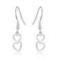 Sterling Silver Double Heart Drop Earrings