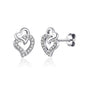 Sterling Silver Double Heart Earrings Created with Zircondia® Crystals