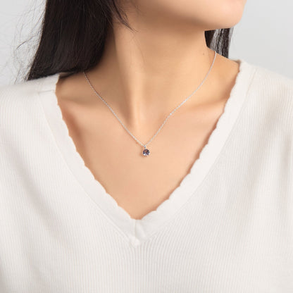 Collier en argent sterling de février (améthyste) avec cristaux Zircondia®