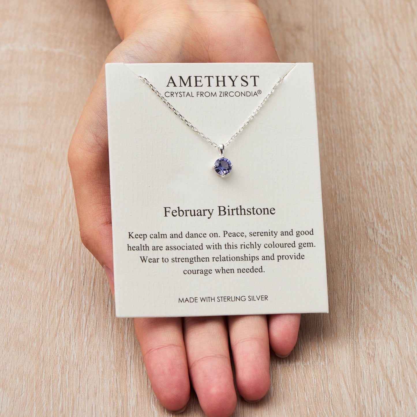 Collier en argent sterling de février (améthyste) avec cristaux Zircondia®