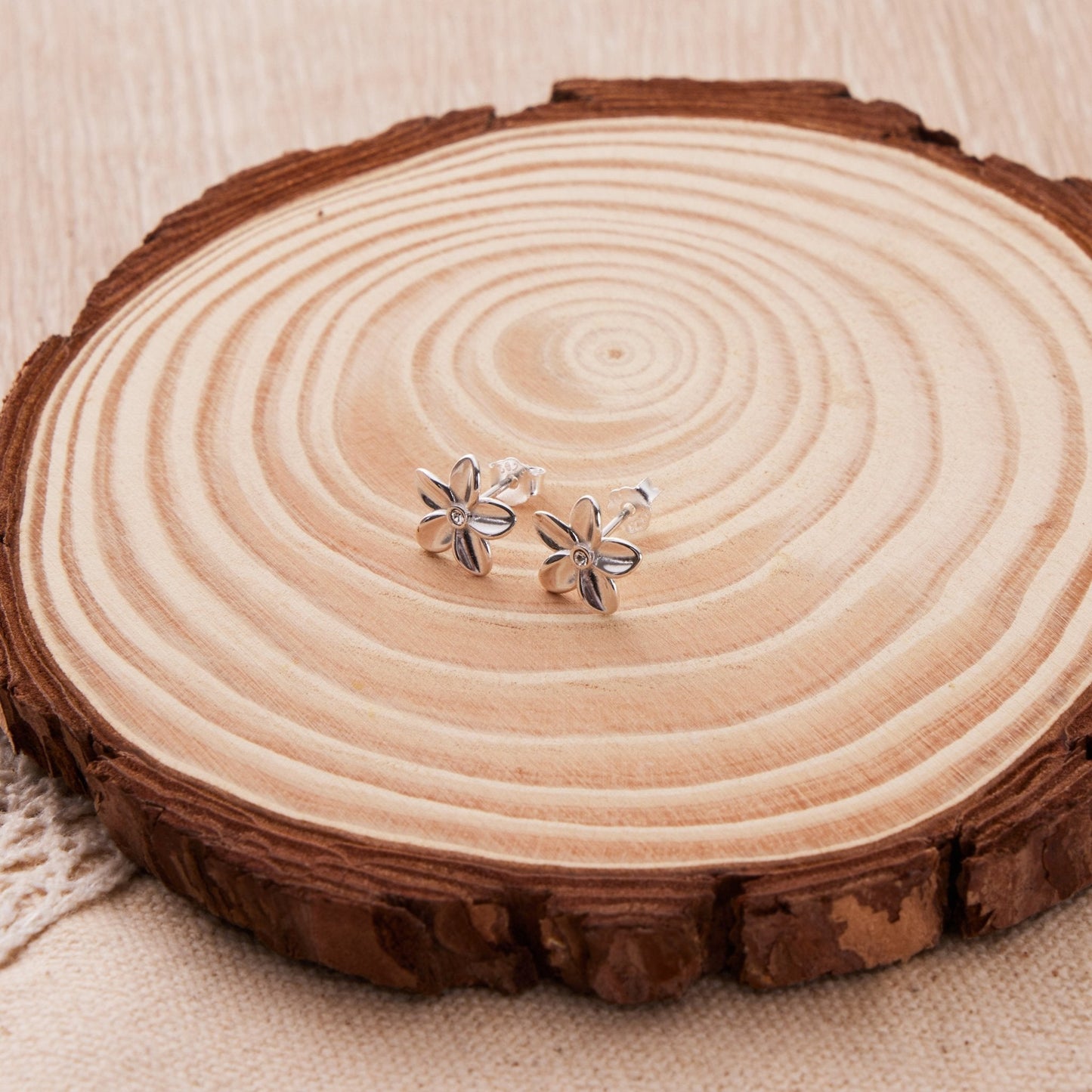 Sterling Silver Flower Earrings Created with Zircondia® Crystals