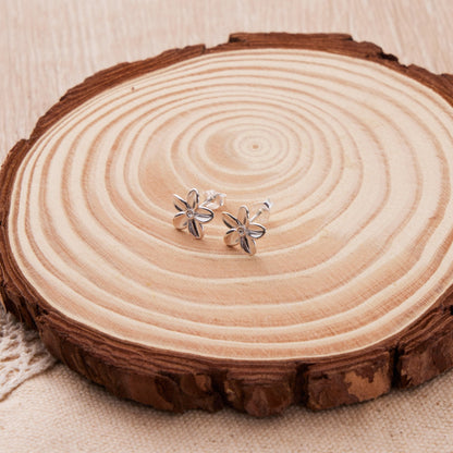 Sterling Silver Flower Earrings Created with Zircondia® Crystals