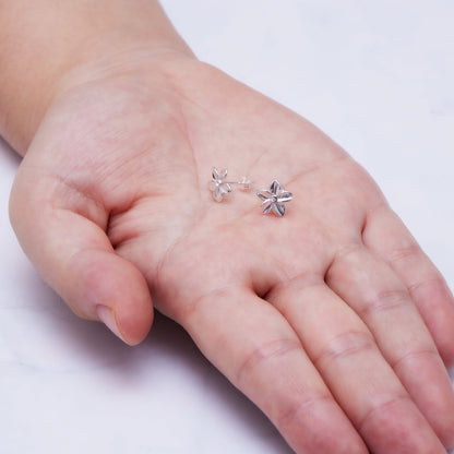 Sterling Silver Flower Earrings Created with Zircondia® Crystals