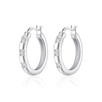Sterling Silver Four Stone Hoop Earrings Created with Zircondia® Crystals