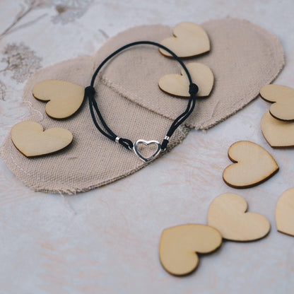 Sterling Silver Friendship Quote Corded Heart Bracelet